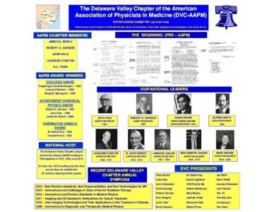 The Delaware Valley Chapter of the American Association of Physicists in Medicine (DVC(DVC-AAPM) Vineland POSTER DESIGN COMMITTEE: Jay Reiff, Chair Robert Gorson, David Lightfoot, CC-M Charlie Ma, Mary Moore, Paula Salan