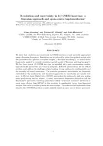 Resolution and uncertainty in 1D CSEM inversion: a Bayesian approach and open-source implementationa This is an updated manuscript, with additional Appendices, of the published manuscript (Gunning, Please cite as 
