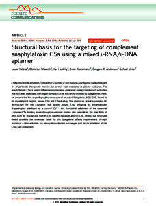 ARTICLE Received 13 Nov 2014 | Accepted 2 Feb 2015 | Published 22 Apr 2015 DOI: ncomms7481  OPEN