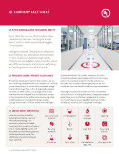 UL Company Fact Sheet  UL is the Leading Voice for Global Safety