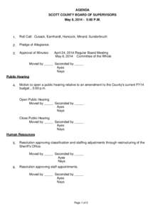 AGENDA SCOTT COUNTY BOARD OF SUPERVISORS May 8, [removed]:00 P.M. 1.