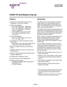 Product Brief February 2002 SV92P PCI Soft Modem Chip Set Features ■