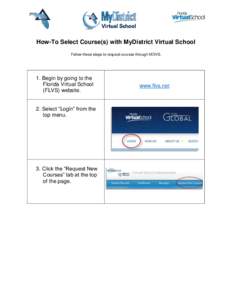 How-To Select Course(s) with MyDistrict Virtual School Follow these steps to request courses through MDVS. 1. Begin by going to the Florida Virtual School (FLVS) website.