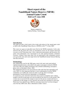 Short report of the NamibRand Nature Reserve (NRNR) Annual Game Count Held on 07. JuneReport compiled by: