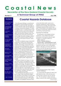 JulyCoastal News Newsletter of the New Zealand Coastal Society A Technical Group of IPENZ Number 11