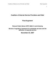 Microsoft Word - Final Argument Coalition of Internet Service Providers and Xittel v2.6a.doc