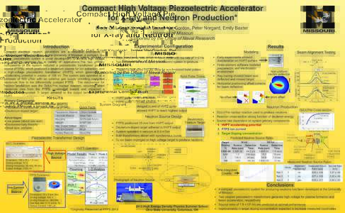 Compact High Voltage Piezoelectric Accelerator for X-ray and Neutron Production* Brady Gall, Scott Kovaleski, James VanGordon, Peter Norgard, Emily Baxter University of Missouri Supported by the Office of Naval Research 