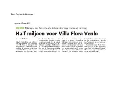 Microsoft Wordkrantenartikel subsidieverlening Villa Flora - Senter Novem