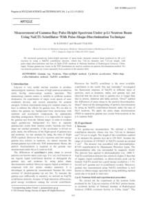 DOI: pnst.3.112  ! Measurement of Gamma-Ray Pulse Height Spectrum Under p-Li Neutron Beam Using NaI(Tl) Scintillator With Pulse-Shape-Discrimination Technique !