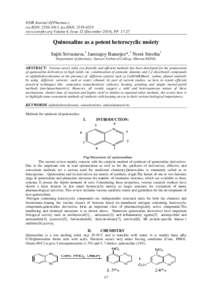 IOSR Journal Of Pharmacy (e)-ISSN: [removed], (p)-ISSN: [removed]www.iosrphr.org Volume 4, Issue 12 (December 2014), PP[removed]Quinoxaline as a potent heterocyclic moiety Sujiti Srivastava,1 Janmajoy Banerjee*,1 Nomi Sr