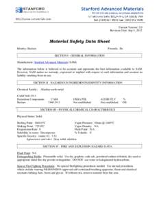 Current Version: 2.0 Revision Date: Sep 5, 2012 Material Safety Data Sheet Identity: Barium