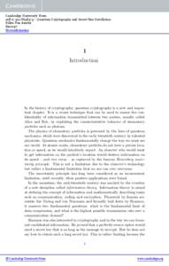 Cambridge University Press[removed]5 - Quantum Cryptography and Secret-Key Distillation Gilles Van Assche Excerpt More information