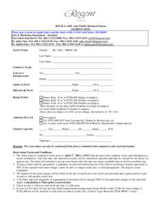 2013 ILA-ASIL Asia-Pacific Research Forum~05/16 Please type or print in capital letters and fax back tobeforeSales & Marketing Department - Attention: Reservation department (Tel: 