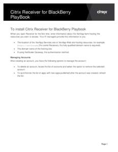 Citrix Receiver Installation Guide for BlackBerry PlayBook