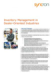 Supply chain management / Distribution / Manufacturing / Operations research / Marketing / Inventory / Syncron International AB / Stock management / Overstock / Inventory management software / Supply chain optimization