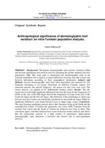 Anthropometry / Dermatoglyphics / Biology / Fingers / Languages of Tunisia / Demographics of Tunisia / Tunisia / Human genetics / Hand / Fingerprints / Genetics / Africa
