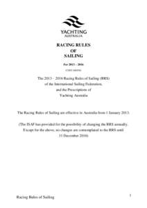 RACING RULES OF SAILING For 2013 – 2016 CONTAINING