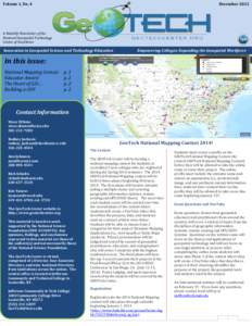 Volume 1, No. 4  December 2013 A Monthly Newsletter of the National Geospatial Technology