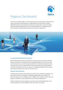 Pegasus Dashboards To maintain a competitive edge, it is vital to have easy access to business data in a format that will help you make better informed decisions, manage performance and drive results. Pegasus Dashboards 