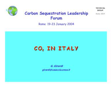 Carbon Sequestration Leadership Forum Rome[removed]Rome[removed]January 2004
