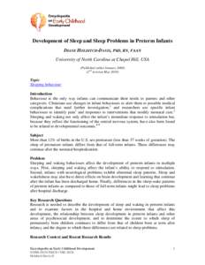 Development of Sleep and Sleep Problems in Preterm Infants