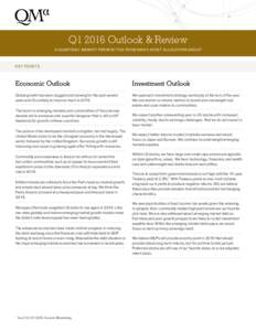 Q1 2016 Outlook & Review A QUARTERLY MARKET PERSPECTIVE FROM QMA’S ASSET ALLOCATION GROUP KEY POINTS  Economic Outlook