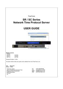 TimeTools  SR / SC Series Network Time Protocol Server USER GUIDE