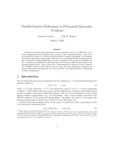 Parallel Iterative Refinement in Polynomial Eigenvalue Problems∗ Carmen Campos Jose E. Roman