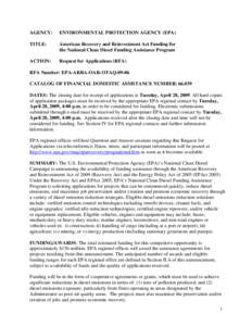 American Recovery and Reinvestment Act Funding for the National Clean Diesel Funding Assistance Program: Request for Applications (RFA)  (RFA Number: EPA-ARRA-OAR-OtaQ-09-06)