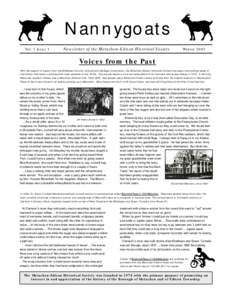 Nannygoats Vol. 3 Issue 1 Newsletter of the Metuchen-Edison Historical Society  Winter 2005