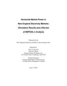 Horizontal Market Power in New England Electricity Markets: Simulation Results and a Review
