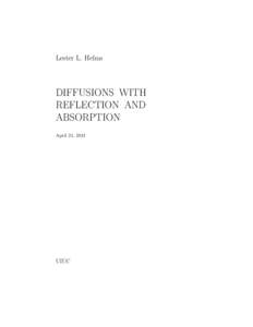Lester L. Helms  DIFFUSIONS WITH REFLECTION AND ABSORPTION April 24, 2011
