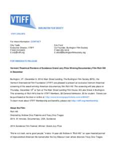 VTIFF.ORG/BFS  For more information: CONTACT Orly Yadin Executive Director, VTIFF P[removed]