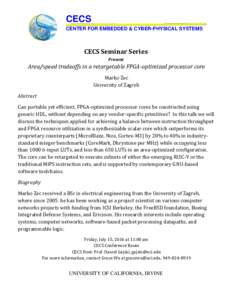 CECS CENTER FOR EMBEDDED & CYBER-PHYSICAL SYSTEMS CECS Seminar Series Present