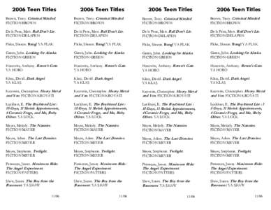 2006 Teen TitlesTeen Titles 2006 Teen Titles