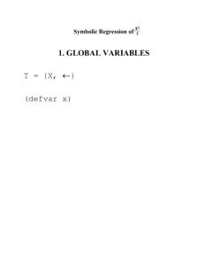 Symbolic Regression of  x2GLOBAL VARIABLES
