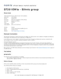 nomis  official labour market statistics ST201EWla - Ethnic group Overview