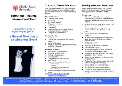 Emotional Trauma Information Sheet Remember, what is happening to you is …