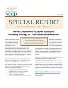 March[removed]SPECIAL REPORT Research from the National Council on Crime and Delinquency  Parents Anonymous® Outcome Evaluation: