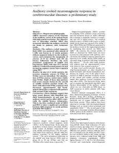 J Neurol Neurosurg Psychiatry 1998;64:777–Auditory evoked neuromagnetic response in cerebrovascular diseases: a preliminary study