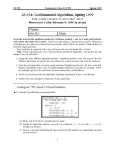 CS 373  Homework 1 (dueSpring 1999