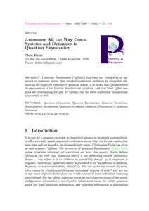 Physics and Philosophy  Issn: [removed]  2012  Id: 018  Article Autonomy All the Way Down: Systems and Dynamics in