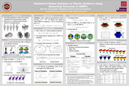 Statistical Shape Analysis on Elastic Surfaces using Numerical Inversion of SRNFs Qian Xie1, Ian Jermyn2, Sebastian Kurtek3, and Anuj Srivastava1 1Florida  INTRODUCTION