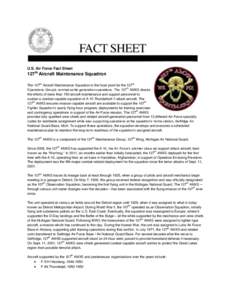 U.S. Air Force Fact Sheet  127th Aircraft Maintenance Squadron th  th