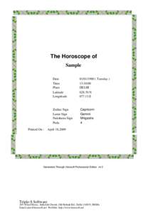 The Horoscope of Sample Printed On :  Date