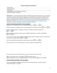 Position Designation Questionnaire