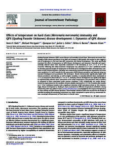 Effects of temperature on hard clam (Mercenaria mercenaria) immunity and QPX (Quahog Parasite Unknown) disease development: I. Dynamics of QPX disease