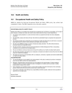 Section 18 Health and Safety McArthur River Mine Open Cut Project Draft Environmental Impact Statement
