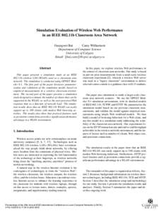 Simulation evaluation of wireless web performance in an IEEE 802.11b classroom area network - Local Computer Networks, 2003. LCN '03. Proceedings. 28th Annual IEEE International Conference on