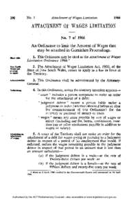 290  No. 7 Attachment of Wages Limitation